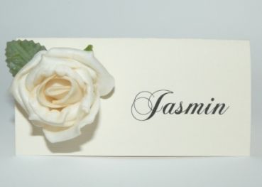 Tischkarte mit einer Rose in Champagner 1