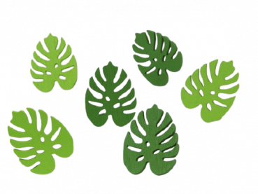 Streudeko - 6 tropische Blätter, Holzstreu, B1