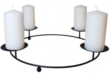 Kerzenhalter, Kerzenkranz mit 4 Kerzentellern in der Farbe Schwarz - 1