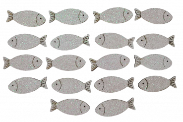 18 weiße Glitzerfische, 4 cm zur Kommunion, konfirmation - 1