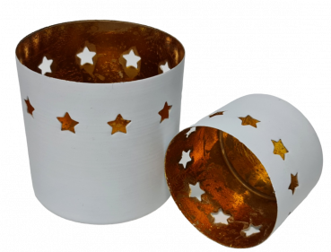 Teelichthalter aus Metall mit ausgestanzten Sternen - 1