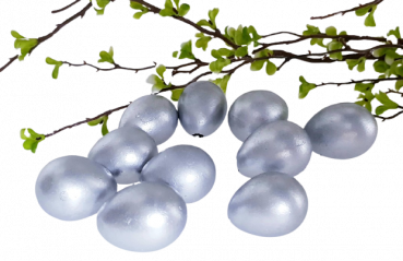 Osterdekoration - 15 siberfarbene Eier bei Tischdeko-online - 1