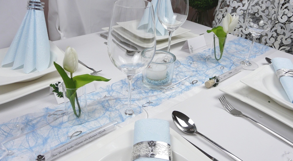 Mustertisch zur Kommunion Konfirmation Nr. 8  in Blau