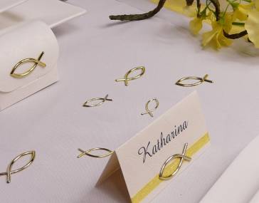 Mustertisch 2a Detail 2 zur Kommunion, Konfirmation und Firmung von Tischdeko-online
