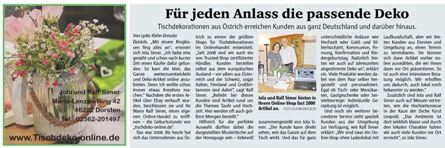 Dorstener Zeitung mit tischdeko-online.de in dorsten-östrich jola und ralf simer