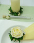 Preview: Kerzenring aus Rosenblättern mit Rosen und Perlen