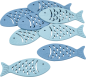Preview: 12 blaue Holzfische Preview: 12 blaue Holzfische