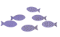 Preview: 6 Glitzerfische aus Holz in der Farbe Flieder als Streudeko