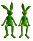 Preview: Grünes Hasenpärchen Lotte und Leo als sitzende Osterdeko aus beflocktem Kunststoff
