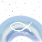 Preview: Servietten mit einem blauen Regenbogen und einem Fischsymbol