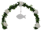 Preview: Ehrenplatzdeko, Ehrenplatz Ranke aus Rosenblättern, Rosen und einem Fisch - B1 Preview: Ehrenplatzdeko, Ehrenplatz Ranke aus Rosenblättern, Rosen und einem Fisch - B1