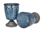 Preview: geriffeltes, blaues Glas-Windlicht - Antik - 2 Preview: geriffeltes, blaues Glas-Windlicht - Antik - 2
