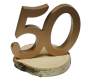 Preview: Aufsteller 50 auf Birkenscheibe - zur Goldhochzeit, Geburtstag - 2