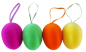 Preview: 3 Ostereier in 4 Farben, beflockt zum Aufhängen  - 1