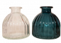 Preview: Geriffelte Vase in zwei Farben - Klar und Blau - 1