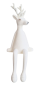 Preview: Weißer Hirsch Kantenhocker mit Geweih – Weihnachtsfigur 33 cm für festliche Dekoration