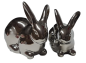 Preview: 2 Hasen in Silber, glänzend 15 und 13 cm