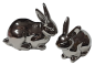 Preview: 2 Hasen in Silber, glänzend 15 und 13 cm