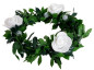 Preview: Kerzenring aus Rosenblättern mit Rosen und Perlen