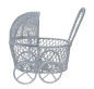 Preview: Kleiner Kinderwagen aus weißem Draht, B2