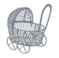 Preview: Kleiner Kinderwagen aus weißem Draht, B1