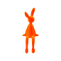 Preview: Kleiner orangefarbener Osterhase als Fensterbank Dekoration