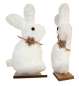 Preview: Tischdekoration zu Ostern - ein weicher, weißer Hase auf einem Holzsockel - 3