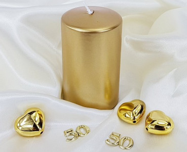 Stumpenkerze, groß, in der Farbe: Gold oder Silber - 1