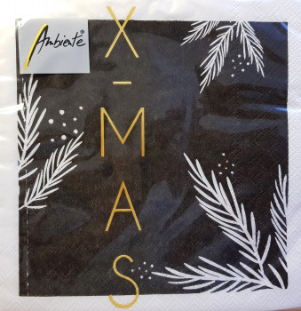Weihnachtsservietten  "X-Mas black" in Schwarz und Weiß