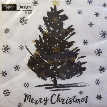 Weihnachtsservietten "Black Tree" und "merry Christmas"