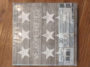 Servietten "Friends Cement" in Holz-Optik - "Welcom friends"  - 2
