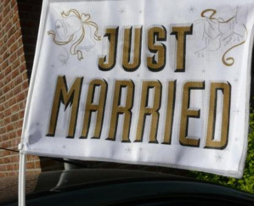 Hochzeitsdekoration, Autodeko - Just Married-Autofahne 2