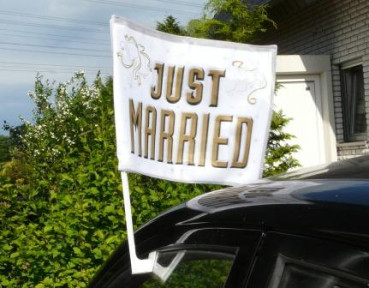 Hochzeitsdekoration, Autodeko - Just Married-Autofahne 3