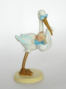 Taufdekoration - Storch mit einem Baby. Taufdeko bei Tischdeko-online 2