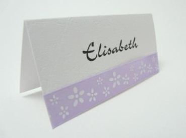 Tischdeko und Gastgeschenk - Tischkarte Blümchenband. Tischdeko-online.de 3