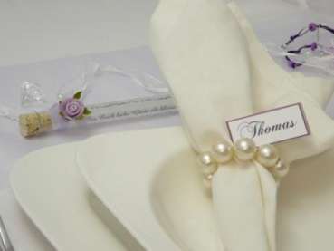 Serviettenringe - großer Perlenserviettenring. Hochzeitsdeko bei Tischdeko-online 5