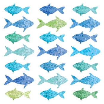 Servietten Fische in Aquarell. zur Kommunion, Konfirmation oder Firmung