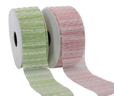 Tischband, Band Bouclisse in Rosa und Lindgrün - B1