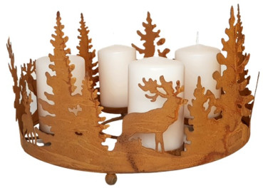 Metallkranz in Edelrost "Im Wald" 31 cm - 1