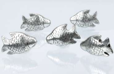 Streudeko - 5 Silberfarbene Streufische für Ihre Tischdeko 2