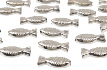 25 silberfarbene Minifische