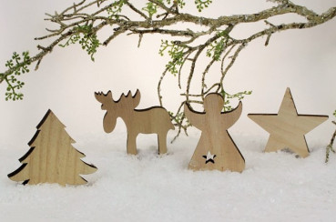 Tischdekoration - Streu aus Holz für den Weihnachtstisch - B2