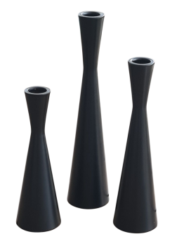 Schwarzes Kerzenhalter-Set aus Metall, 3 Stabkerzenhalter in verschiedenen Höhen 26 cm, 22 cm und 18 cm, geeignet für Kerzen Ø 2 cm