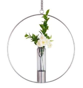 Blumenring aus Metall mit einer Glasvase, 35 cm
