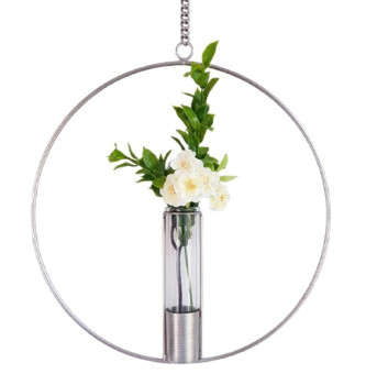 Ring, Hänger aus Metall mit einer Vase aus Glas - 1