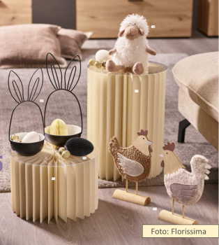 Säule "Flori" aus Papier in 3 Größen, creme - 3