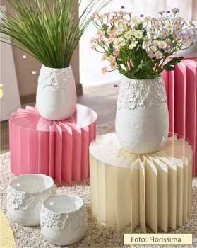 Säule "Flori" aus Papier in 3 Größen, creme - 2