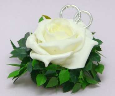 Rose in Rosenblättern mit zwei Ringen 2