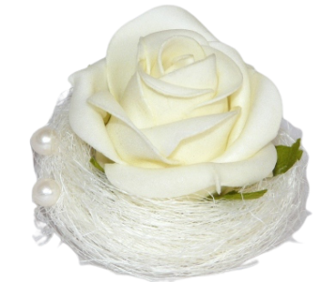 Gastgeschenk, Tischdekoration - große Rose im Sisalnest. Tischdeko-online 1