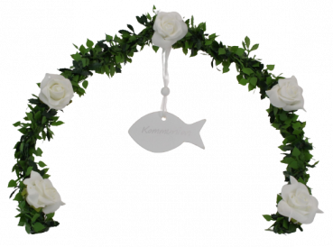 Ehrenplatzdeko, Ehrenplatz Ranke aus Rosenblättern, Rosen und einem Fisch - B1
